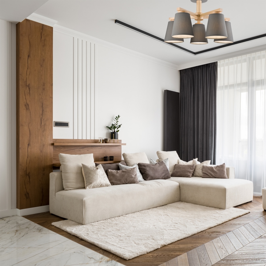 Lámpara de techo ELLIE 5xE27/60W/230V gris/haya