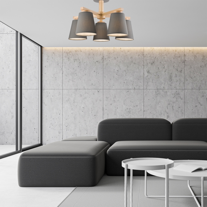 Lámpara de techo empotrada ELLIE 5xE27/60W/230V gris/haya