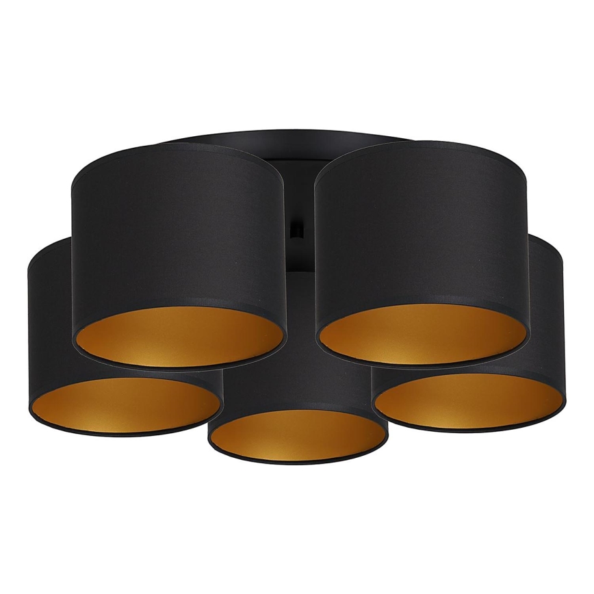 Lámpara de techo empotrada ARDEN 5xE27/60W/230V negro/dorado