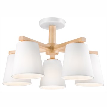 Lámpara de techo empotrada ELLIE 5xE27/60W/230V blanca/haya