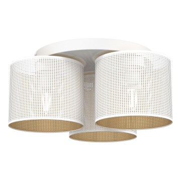 Lámpara de techo empotrada LOFT SHADE 3xE27/60W/230V blanca/dorada