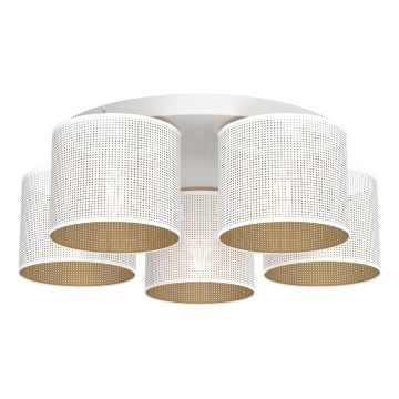 Lámpara de techo empotrada LOFT SHADE 5xE27/60W/230V blanca/dorada