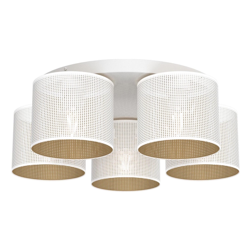 Lámpara de techo empotrada LOFT SHADE 5xE27/60W/230V blanca/dorada