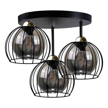 Lámpara de techo empotrada SOLO BLACK 3xE27/60W/230V Ø 30 cm negro/dorado