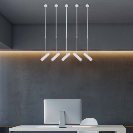 Lámpara colgante con varilla 1xGU10/35W/230V blanca