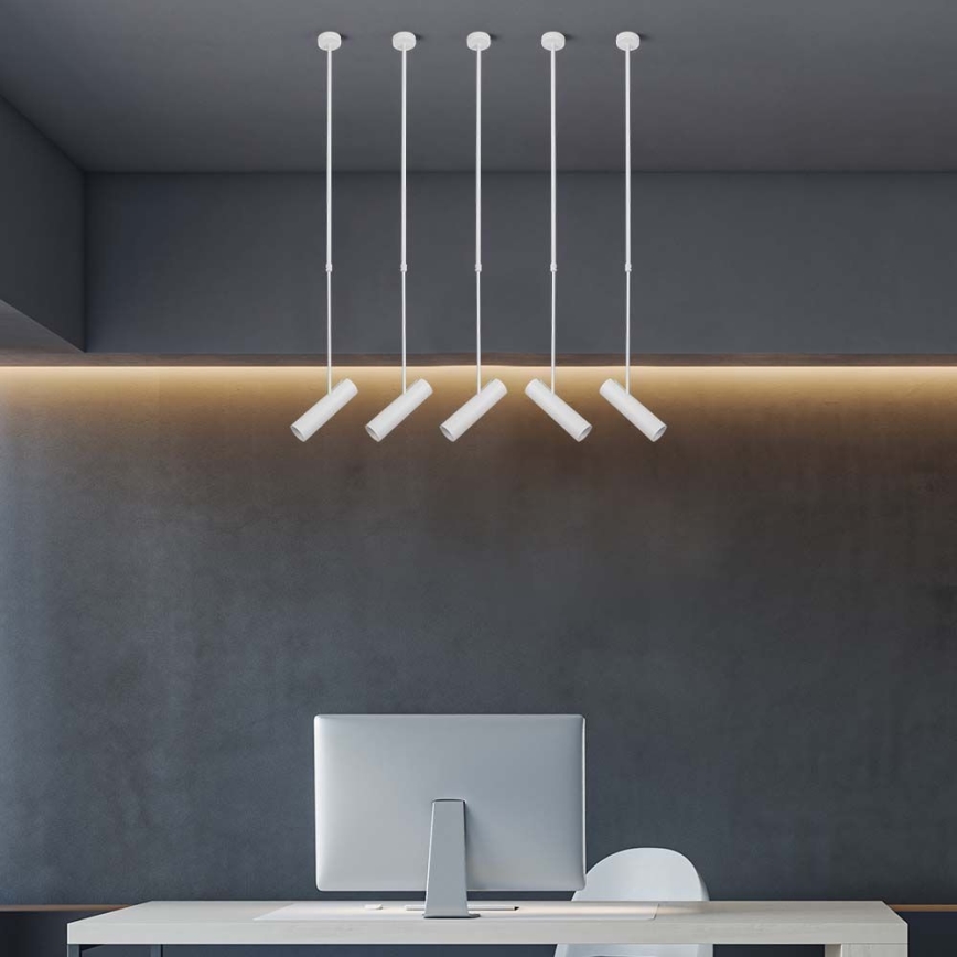 Lámpara colgante con varilla 1xGU10/35W/230V blanca