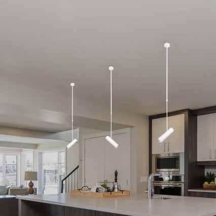 Lámpara colgante con varilla 1xGU10/35W/230V blanca