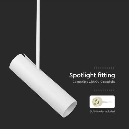 Lámpara colgante con varilla 1xGU10/35W/230V blanca