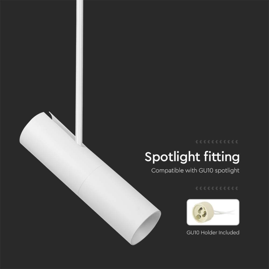 Lámpara colgante con varilla 1xGU10/35W/230V blanca