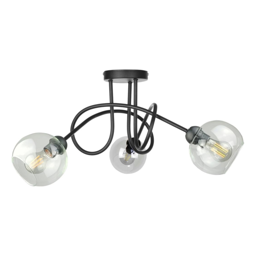 Lámpara de techo EVIE 3xE27/60W/230V negro/transparente