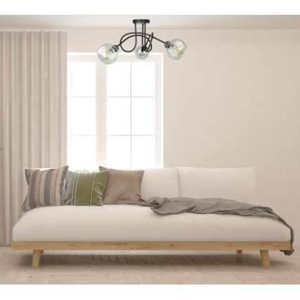 Lámpara de techo EVIE 3xE27/60W/230V negro/transparente