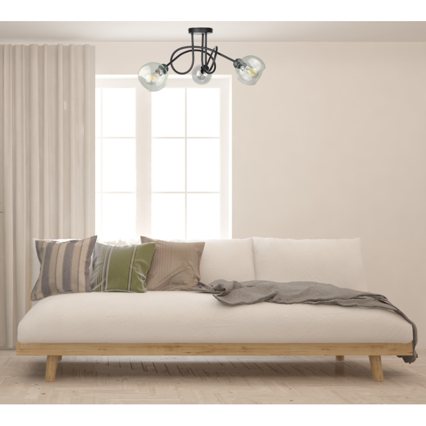 Lámpara de techo EVIE 3xE27/60W/230V negro/transparente