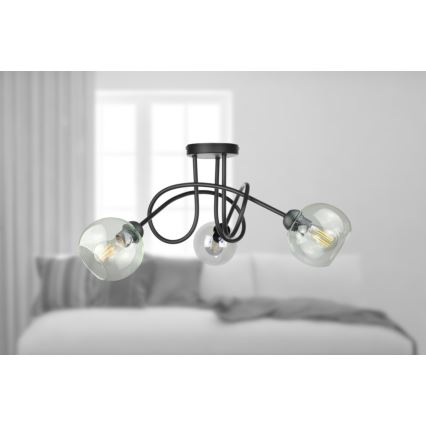 Lámpara de techo EVIE 3xE27/60W/230V negro/transparente