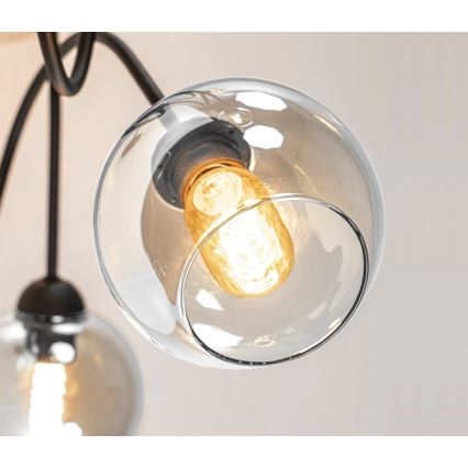 Lámpara de techo EVIE 3xE27/60W/230V negro/transparente