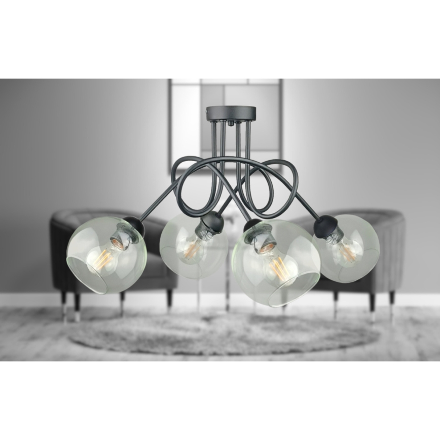 Lámpara de techo EVIE 4xE27/60W/230V antracita/transparente