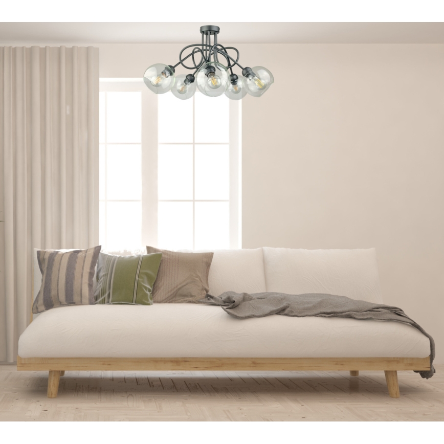 Lámpara de techo EVIE 5xE27/60W/230V antracita/transparente