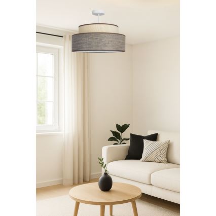 Lámpara de techo GRACE 1xE27/60W/230V diá. 40 cm color crema/marrón