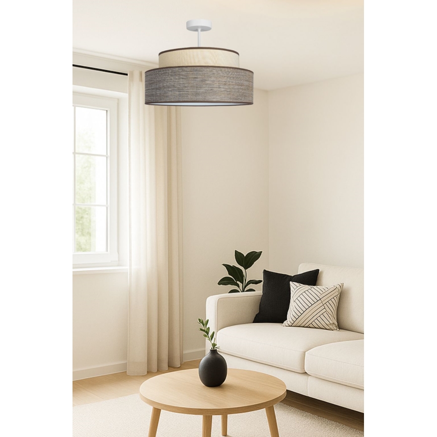 Lámpara de techo GRACE 1xE27/60W/230V diá. 40 cm color crema/marrón