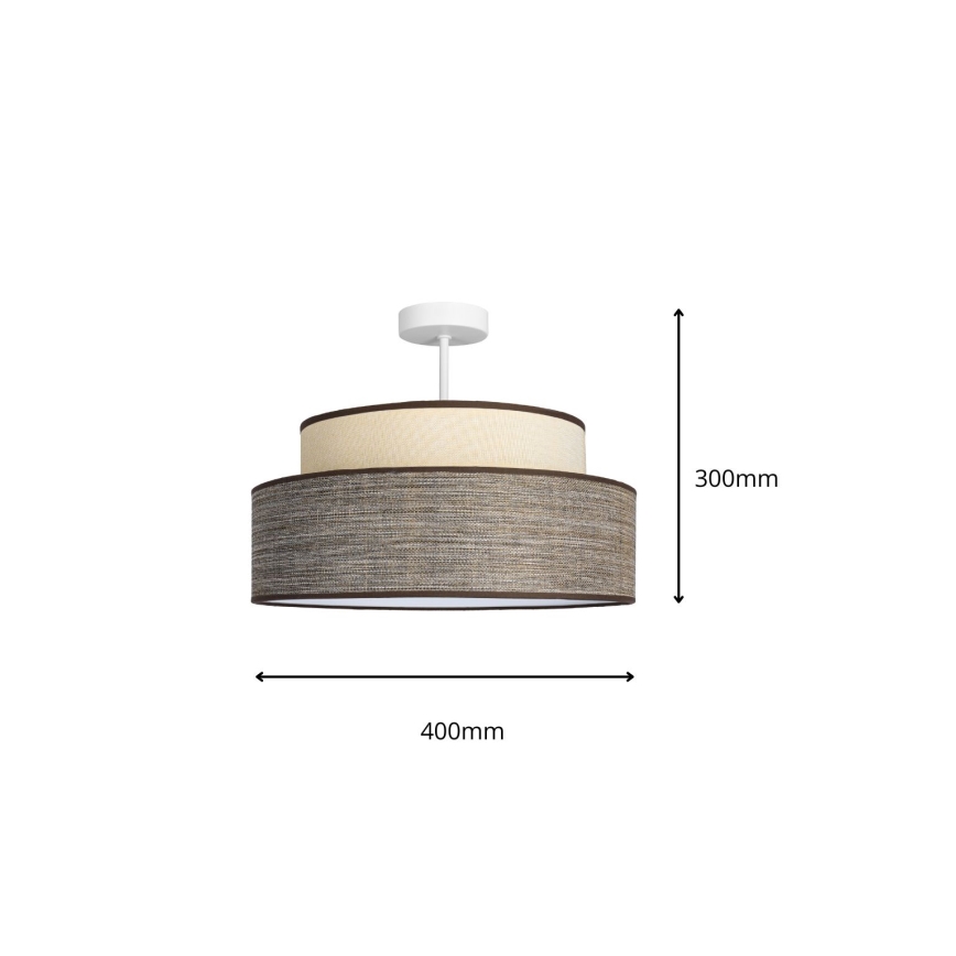 Lámpara de techo GRACE 1xE27/60W/230V diá. 40 cm color crema/marrón
