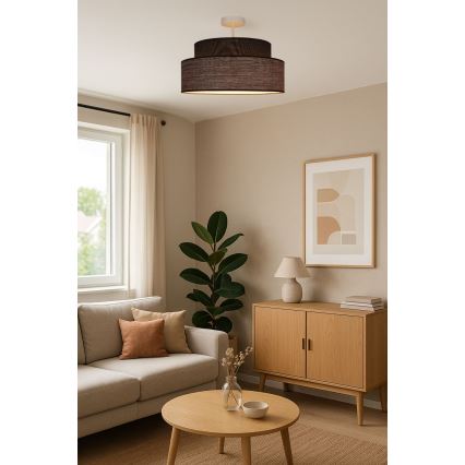 Lámpara de techo GRACE 1xE27/60W/230V diá. 40 cm marrón/beige