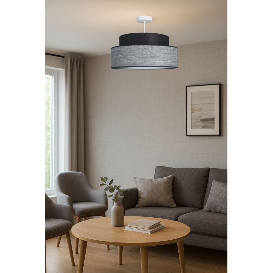 Lámpara de techo GRACE 1xE27/60W/230V diá. 40 cm negro/gris