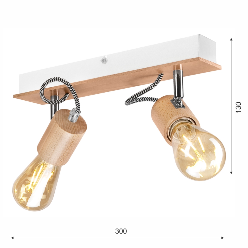 Lámpara de techo empotrada GUSTAVO 2xE27/60W/230V haya