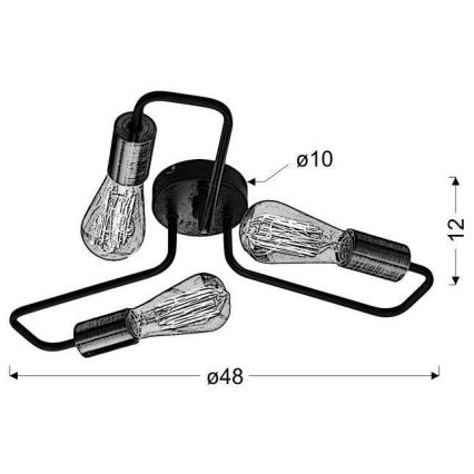 Lámpara de techo HERPE 3xE27/60W/230V