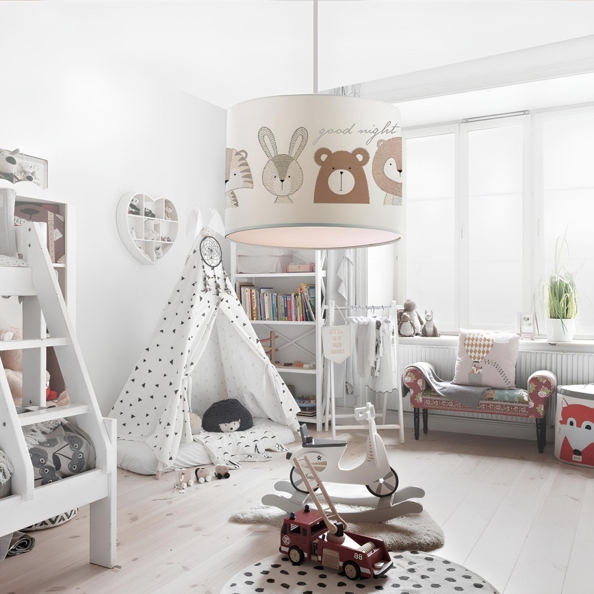 Lámpara de techo infantil CANDY 1xE27/40W/230V blanca/marrón