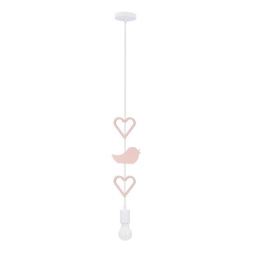 Lámpara de techo infantil HEART con cable 1xE27/20W/230V rosa/blanca