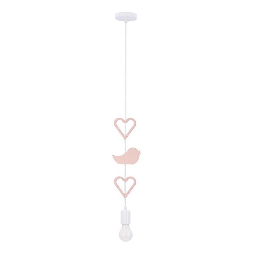 Lámpara de techo infantil HEART con cable 1xE27/20W/230V rosa/blanca