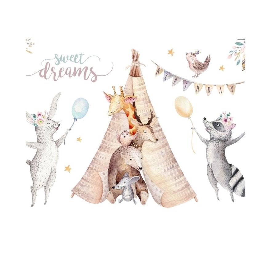 Lámpara de techo infantil KIDS ROOM 1xE27/60W/230V Ø 40 cm con adorables animalitos