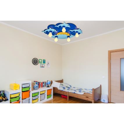 Lámpara de techo infantil LUCCA 5xE27/24W/230V azul