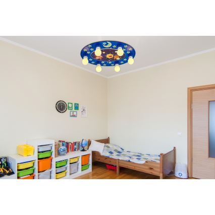 Lámpara de techo infantil LUCCA 6xE27/24W/230V azul
