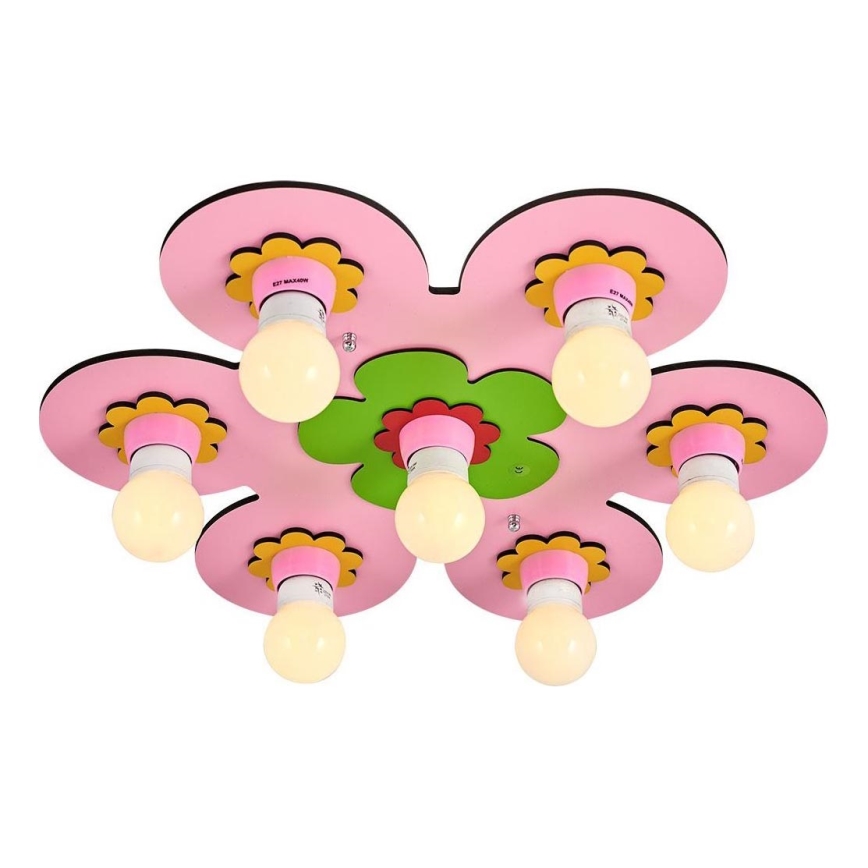 Lámpara de techo infantil LUCCA 7xE27/24W/230V rosa