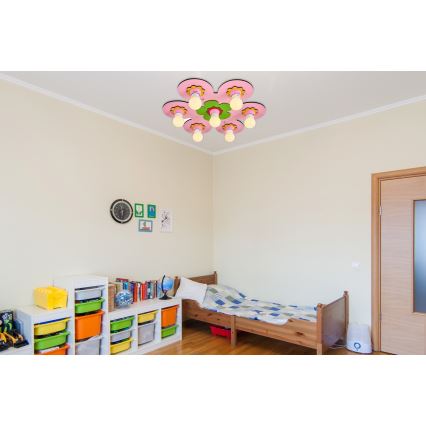 Lámpara de techo infantil LUCCA 7xE27/24W/230V rosa