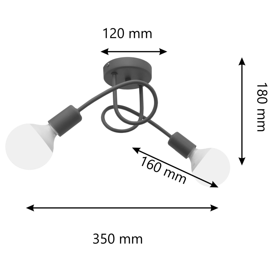 Lámpara de techo infantil OXFORD 2xE27/15W/230V gris