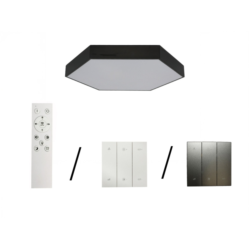 Lámpara de techo LED 135 W 230 V 3000/4000/6500 K, diámetro 80 cm, negra