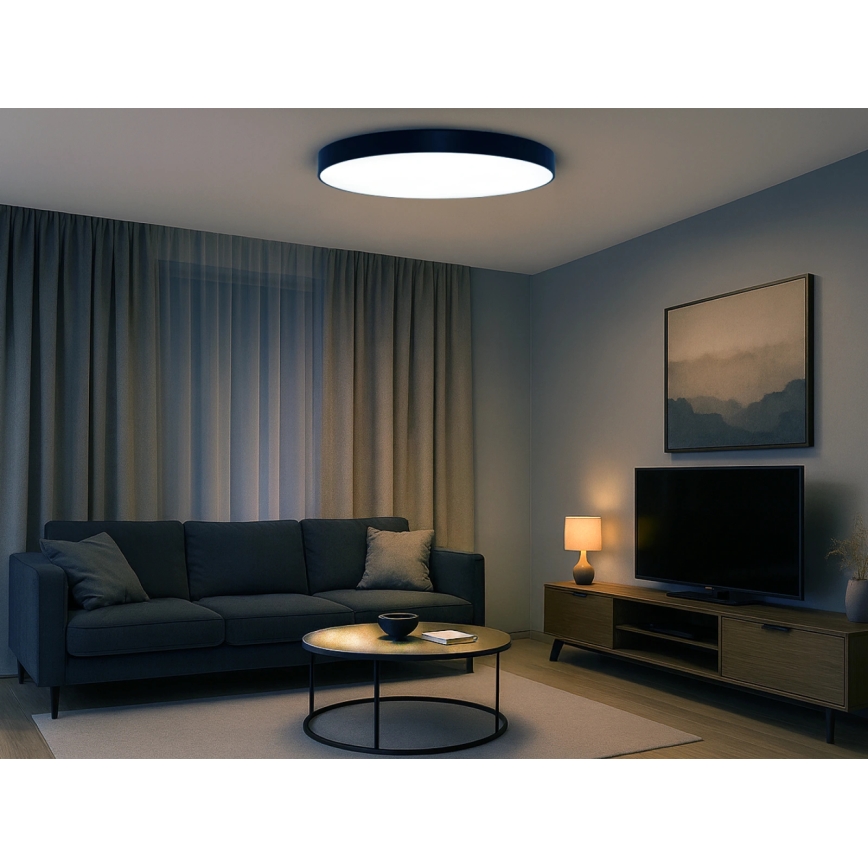 Lámpara de techo LED 200W/230V 3000/4000/6500K Ø 100 cm negra