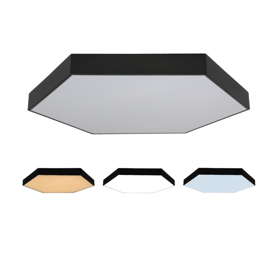 Lámpara de techo LED 200W/230V con temperaturas de color 3000/4000/6500K, diámetro 100 cm, negra