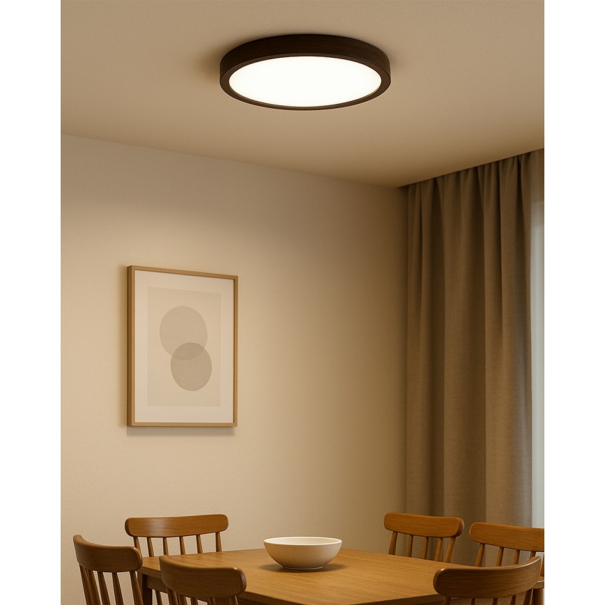 Lámpara de techo LED/24W/230V 3000/4000/6500K Ø 30 cm marrón