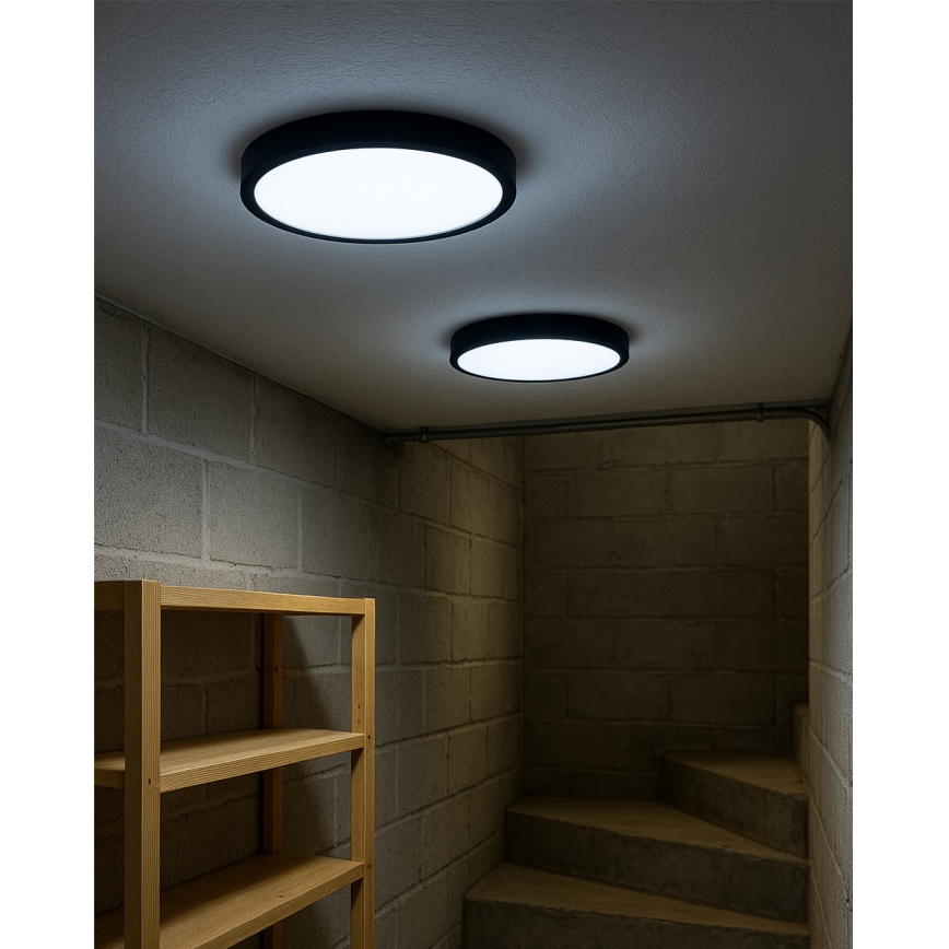 Lámpara de techo LED 32 W, 230 V, 3000/4000/6500 K, Ø 40 cm, negra