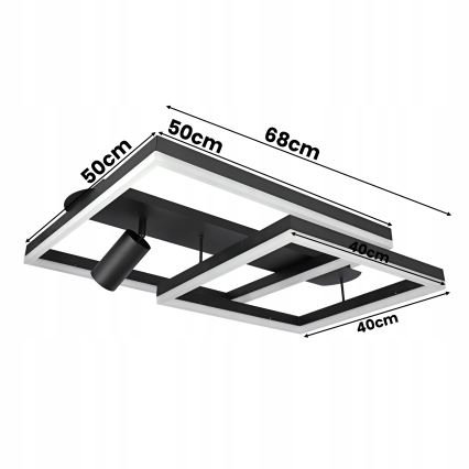 Lámpara de techo LED 38W/230V + 1x GU10/30W negra