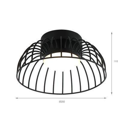 Lámpara de techo LED BETSY LED/12W/230V Ø 25 cm negra