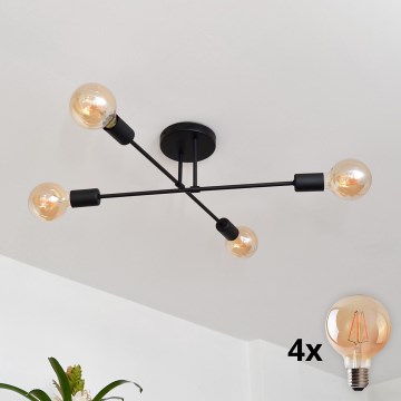 Lámpara de techo LED CAMBRIDGE 4xE27/8W/230V negro
