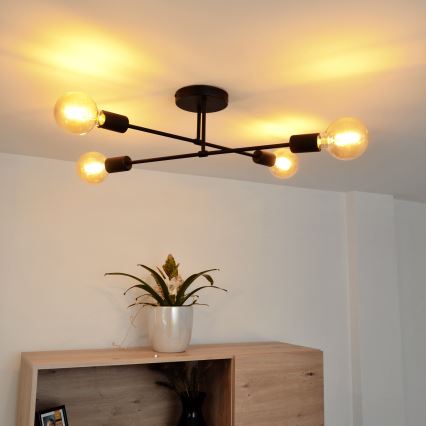 Lámpara de techo LED CAMBRIDGE 4xE27/8W/230V negro