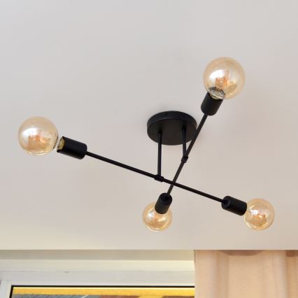 Lámpara de techo LED CAMBRIDGE 4xE27/8W/230V negro