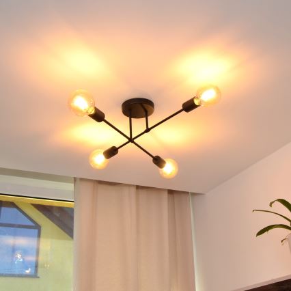 Lámpara de techo LED CAMBRIDGE 4xE27/8W/230V negro