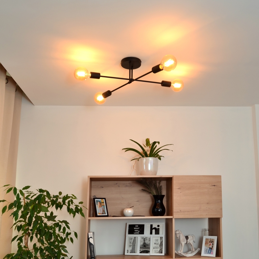 Lámpara de techo LED CAMBRIDGE 4xE27/8W/230V negro