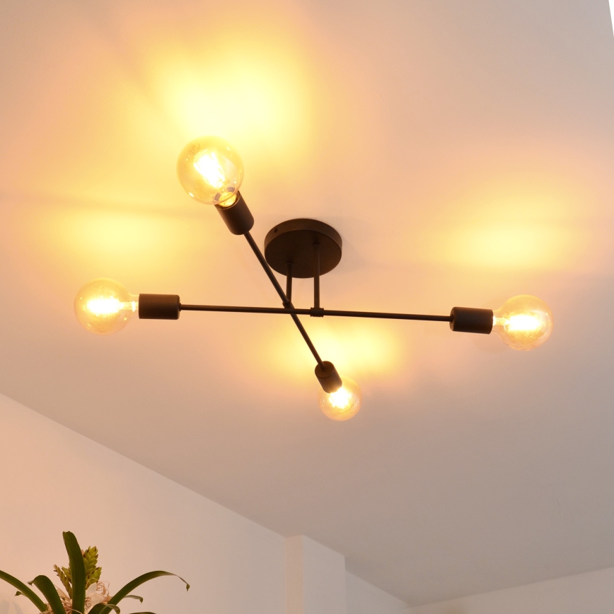 Lámpara de techo LED CAMBRIDGE 4xE27/8W/230V negro