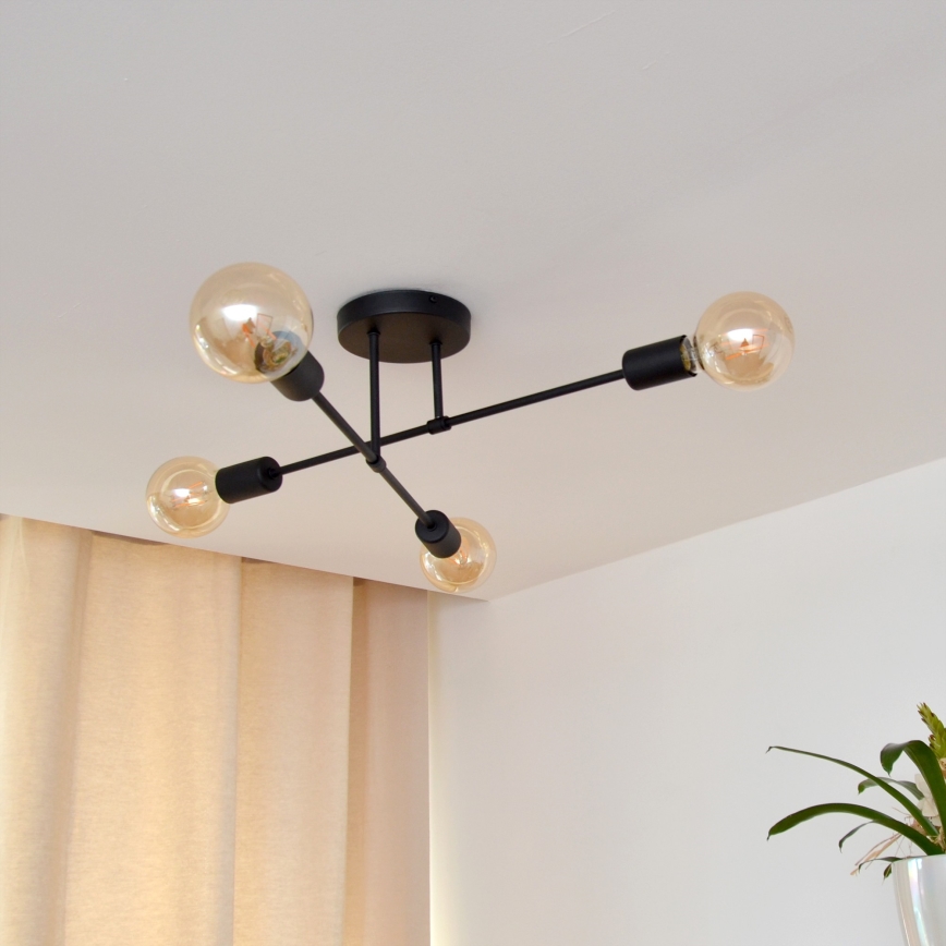 Lámpara de techo LED CAMBRIDGE 4xE27/8W/230V negro